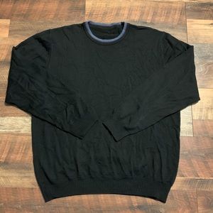 Black Sweater with Color Block Collar